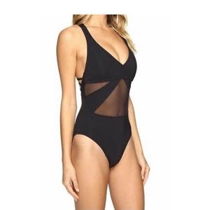 Bleu Rod Beattie Mesh one piece Swimsuit Black